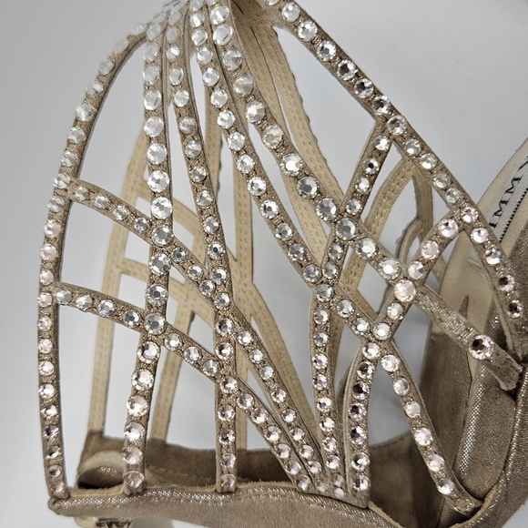 Jimmy Choo Diva Crystal Heel Shimmer Suede Box Dust Bag , Size 37 - Picture 9 of 10